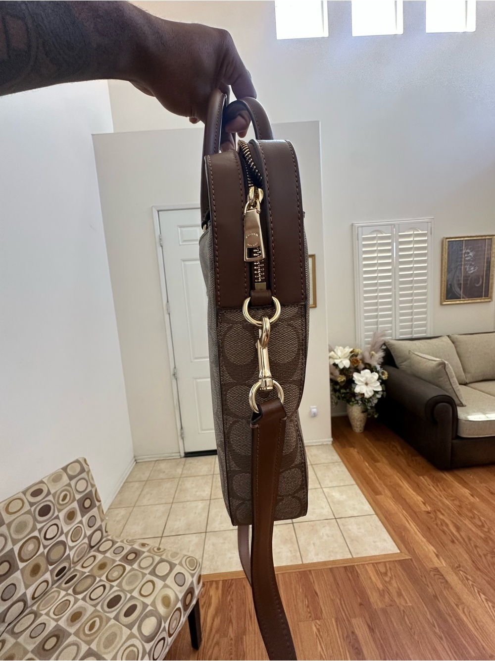Coach Tan/Brown Signature Canvas Laptop Briefcase - Picture 4 of 7
